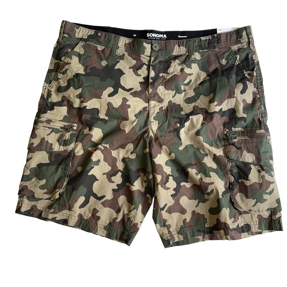 SONOMA Flexwear Men’s Size 40 Tech Cargo Shorts Camo print NWT